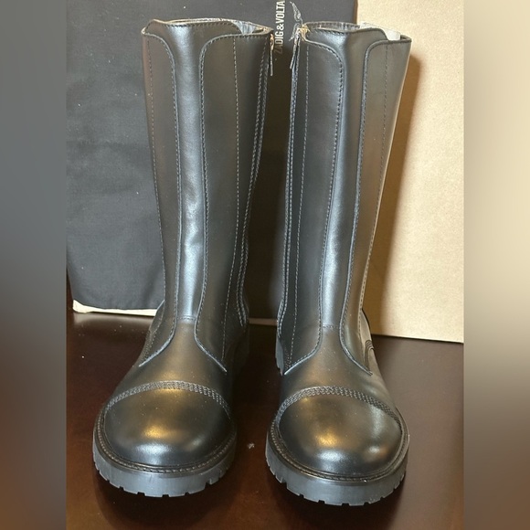 NIB ZADIG & VOLTAIRE Joe High Smooth Calfskin Moto Boots 39 US 8 Black Zipper - Picture 5 of 12